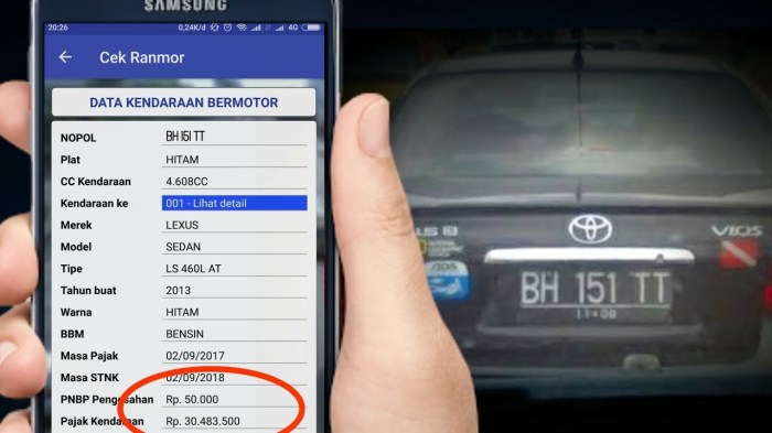 Aplikasi cek pajak kendaraan berdasarkan nomor polisi